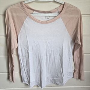 Women's Pink and White Raglan Top